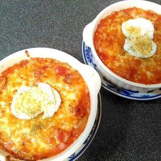 長芋と夏野菜のトマトチーズグラタン